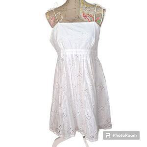 mark. Size Large White Floral Eyelet Spaghetti Strap A-Line Mini Dress Feminine